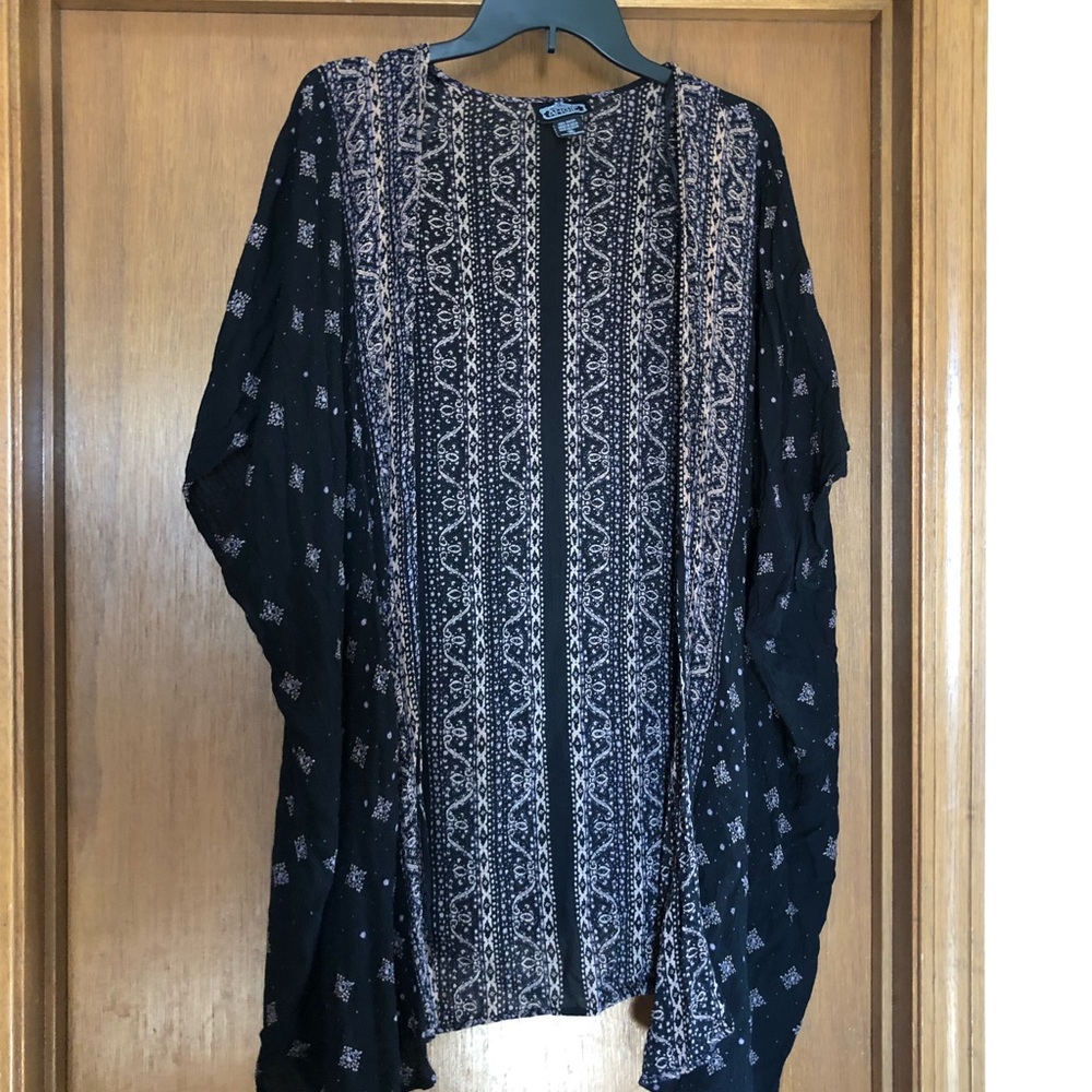 Black Printed Kimono